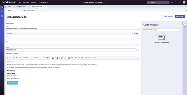 UP3 - Support Services Workflow Application