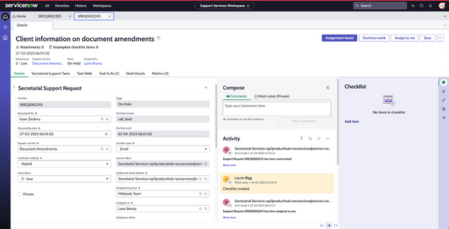 UP3 - Support Services Workflow Application